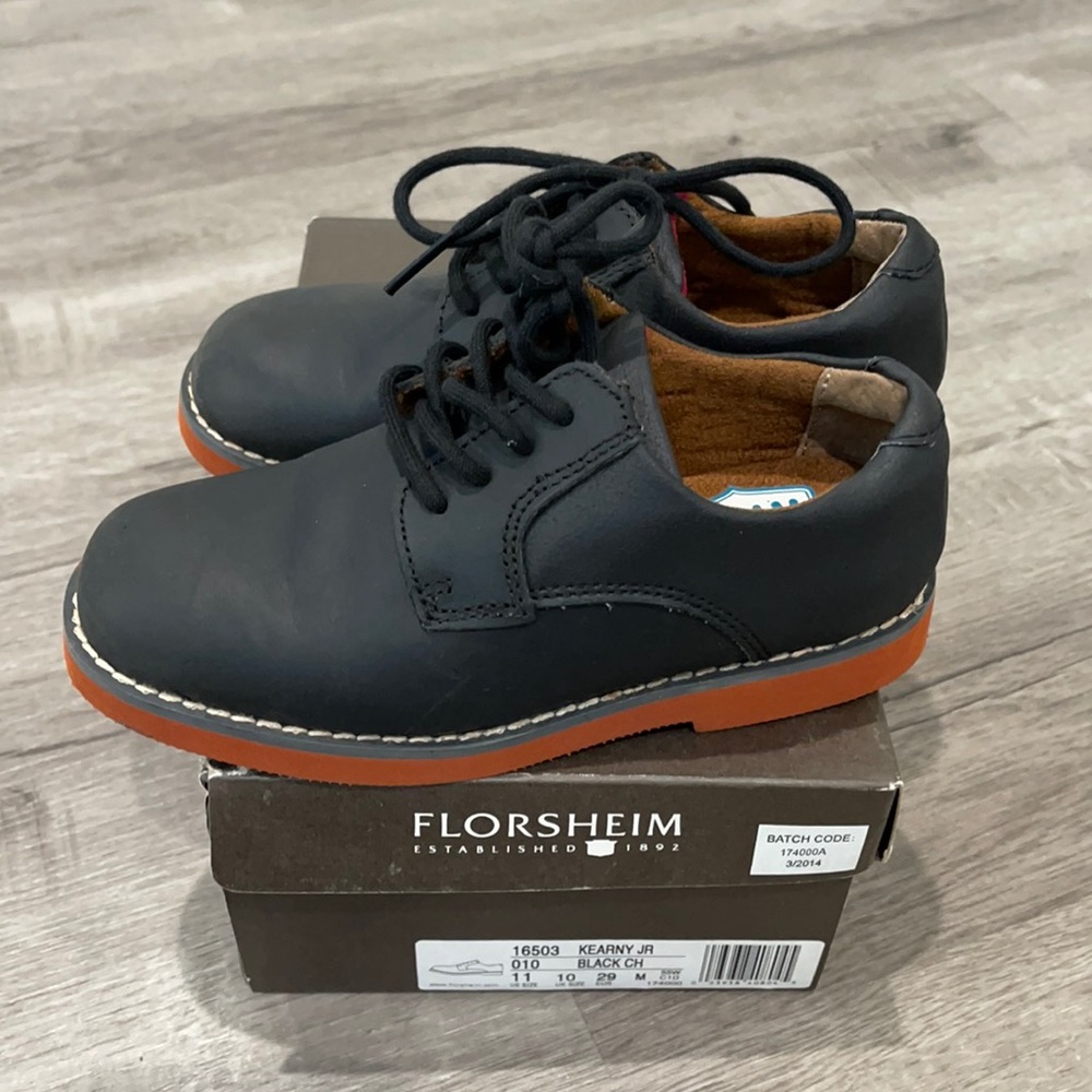 Boys Black Leather Oxford Dress Shoes